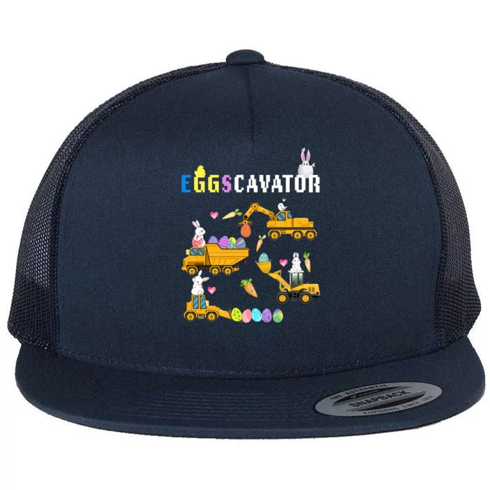 EggsCavator Funny Easter Egg Hunt Flat Bill Trucker Hat