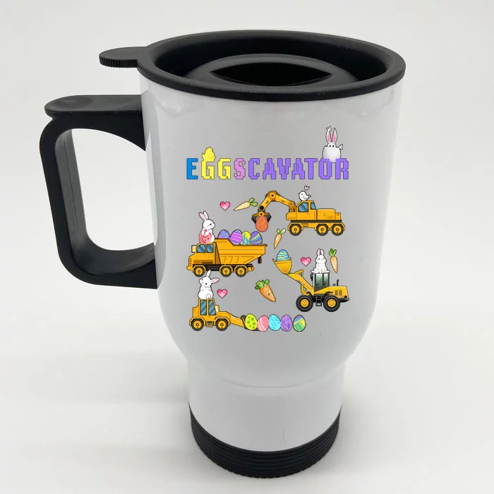 EggsCavator Funny Easter Egg Hunt Front & Back Stainless Steel Travel Mug