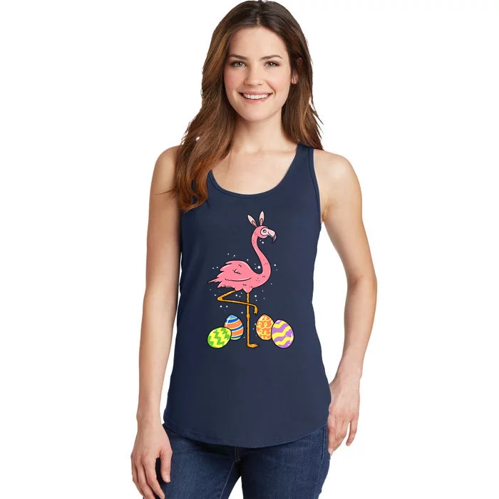 Easter Flamingo Easter Bunny Egg Basket Funny Easter Ladies Essential Tank