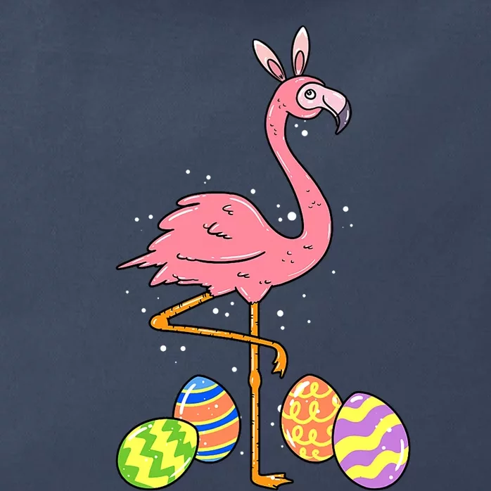 Easter Flamingo Easter Bunny Egg Basket Funny Easter Zip Tote Bag