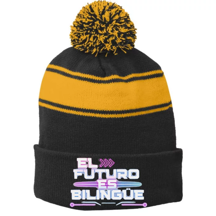 El Futuro Es BilingüE The Future Is Bilingual Stripe Pom Pom Beanie