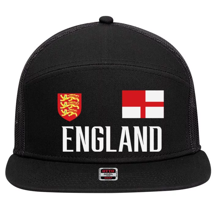 England Flag English Football Soccer Fan 7 Panel Mesh Trucker Snapback Hat