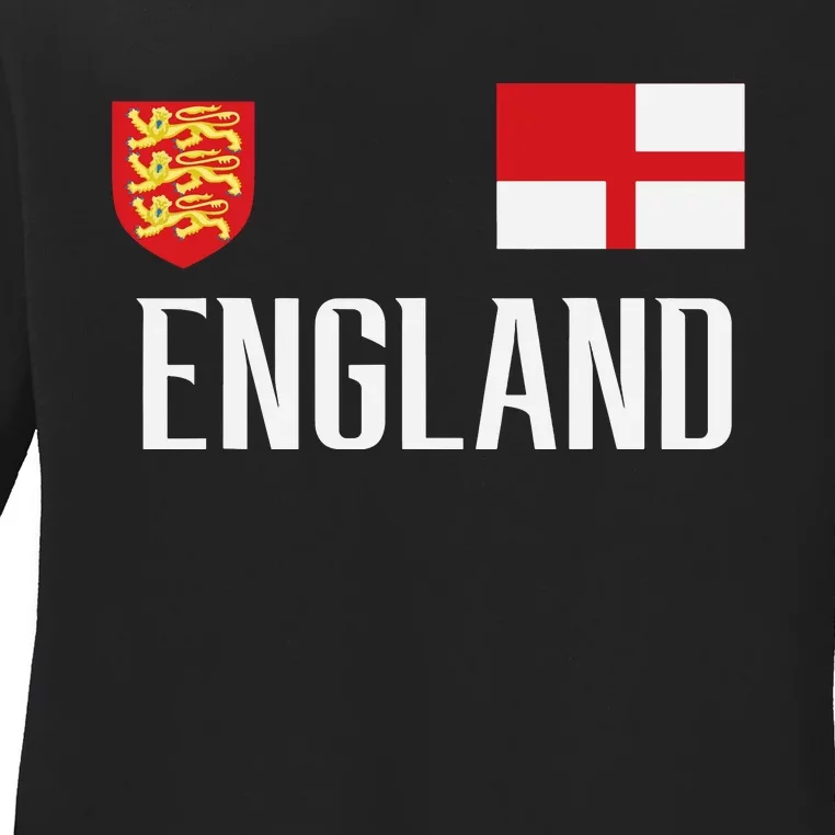 England Flag English Football Soccer Fan Ladies Long Sleeve Shirt