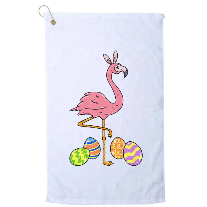 Easter Flamingo Easter Bunny Egg Basket Funny Easter Platinum Collection Golf Towel