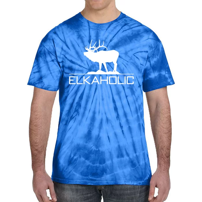 Elkaholic Funny Elk Hunting Gift Tie-Dye T-Shirt