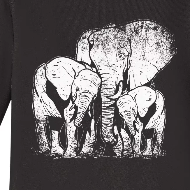 Elephant Family Elephant Baby Long Sleeve Bodysuit