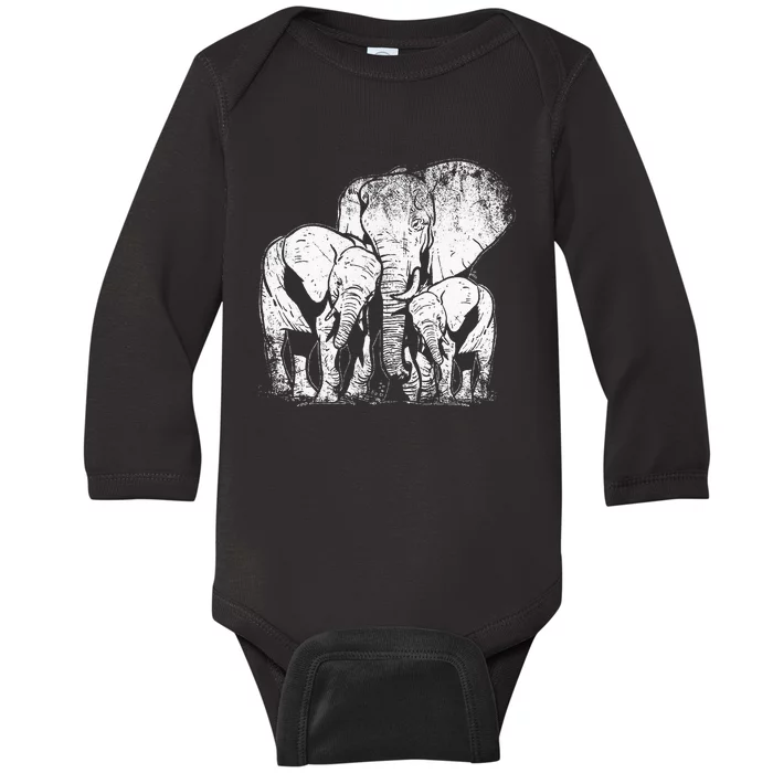 Elephant Family Elephant Baby Long Sleeve Bodysuit