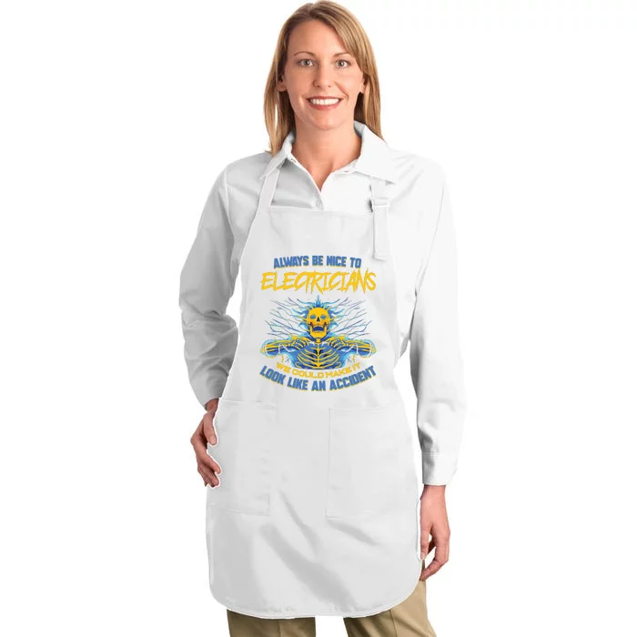 Electrician Funny For Electrical Engineer Electricity Full-Length Apron With Pocket