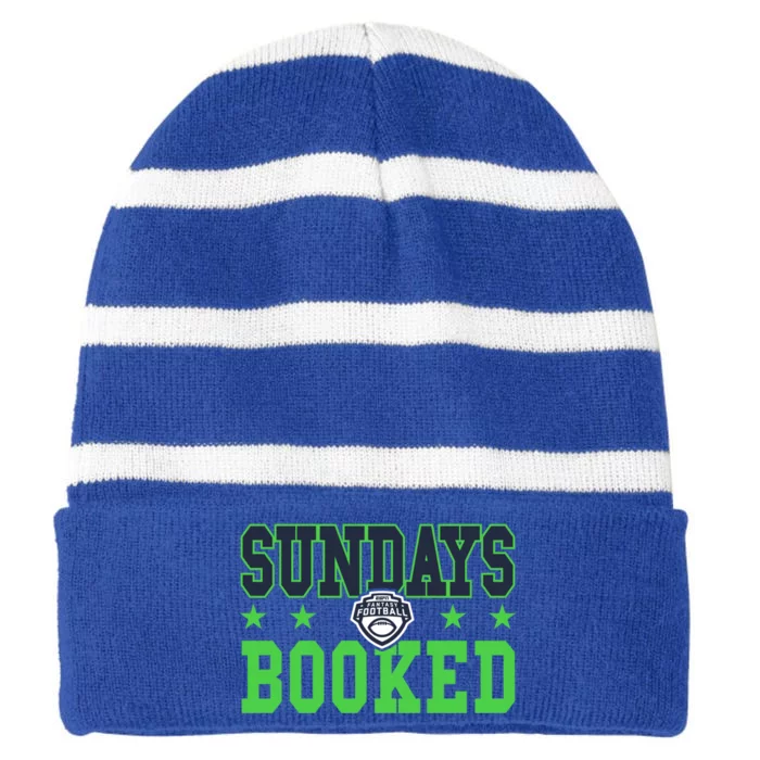 Espn Fantasy Football Sundays Booked V1 Funny Gift Striped Beanie with Solid Band