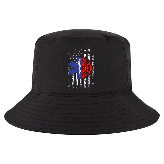 EMT Firefighter Firefighter EMT American Flag Gift Cool Comfort Performance Bucket Hat