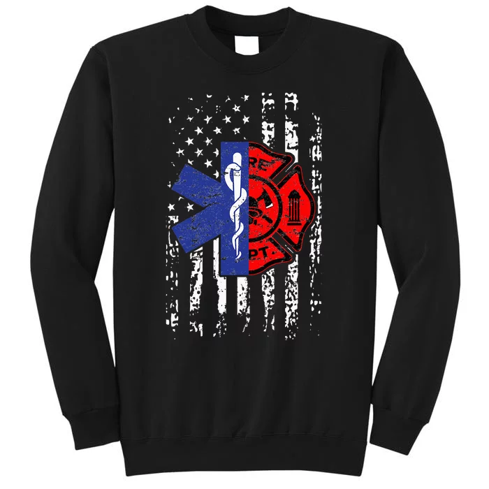 EMT Firefighter Firefighter EMT American Flag Gift Tall Sweatshirt