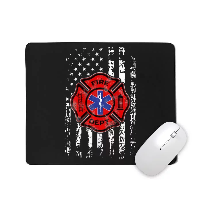 EMT Firefighter Fireman EMS USA Flag Gift Back Mousepad