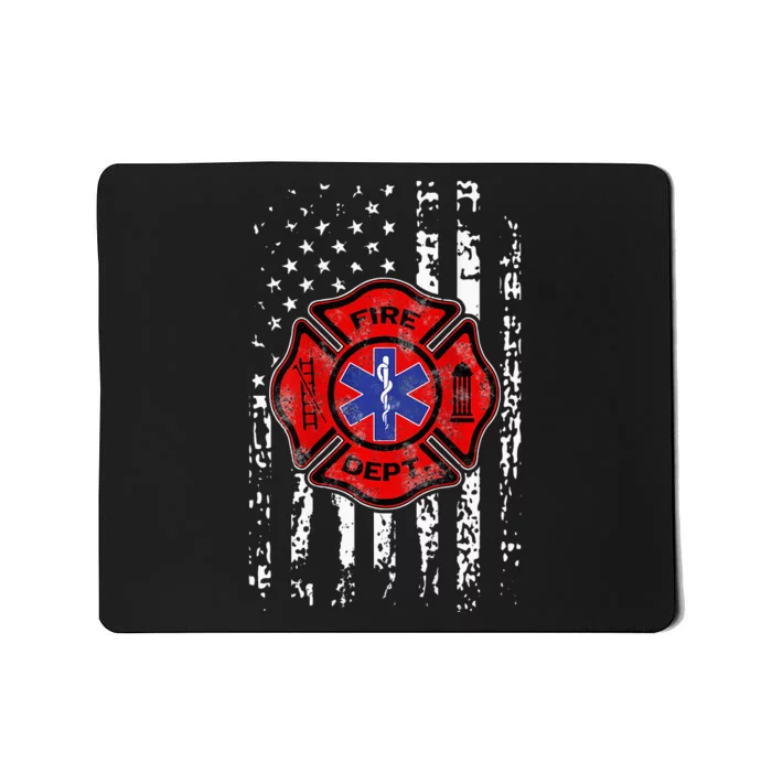 EMT Firefighter Fireman EMS USA Flag Gift Back Mousepad