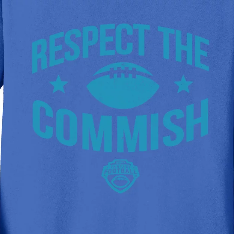 Espn Fantasy Football Respect The Commish Blue Logo V1 Gift Kids Long Sleeve Shirt