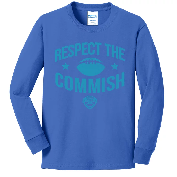 Espn Fantasy Football Respect The Commish Blue Logo V1 Gift Kids Long Sleeve Shirt