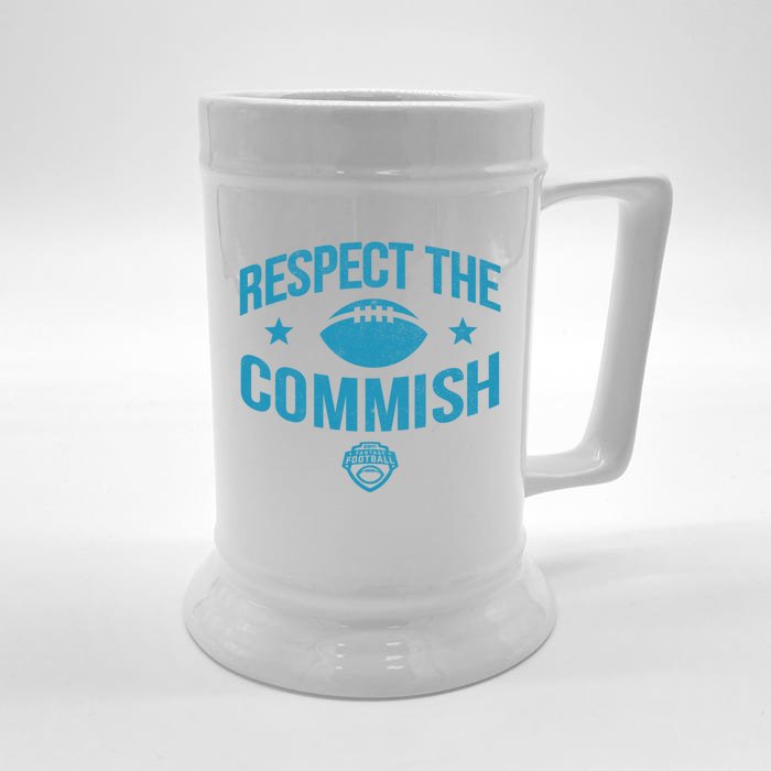 Espn Fantasy Football Respect The Commish Blue Logo V1 Gift Front & Back Beer Stein