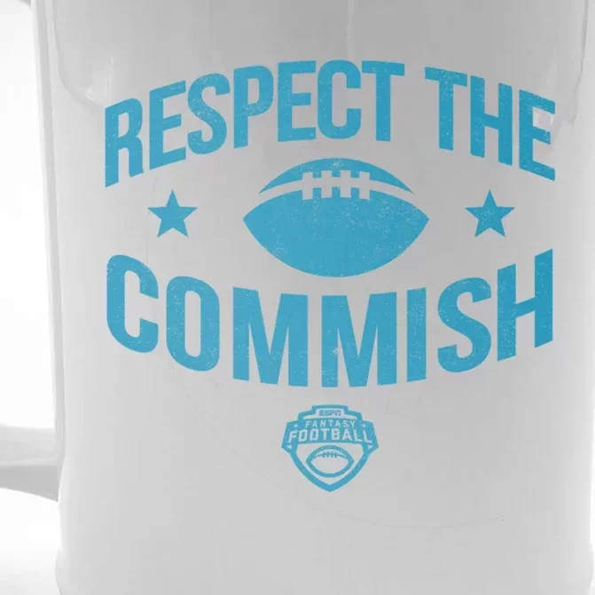 Espn Fantasy Football Respect The Commish Blue Logo V1 Gift Front & Back Beer Stein