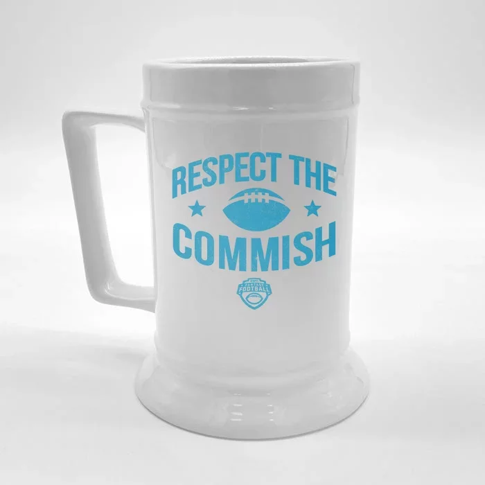 Espn Fantasy Football Respect The Commish Blue Logo V1 Gift Front & Back Beer Stein