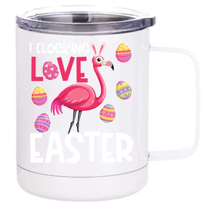 Easter Flamingo Flocking Love Cute Funny Meaningful Gift Front & Back 12oz Stainless Steel Tumbler Cup