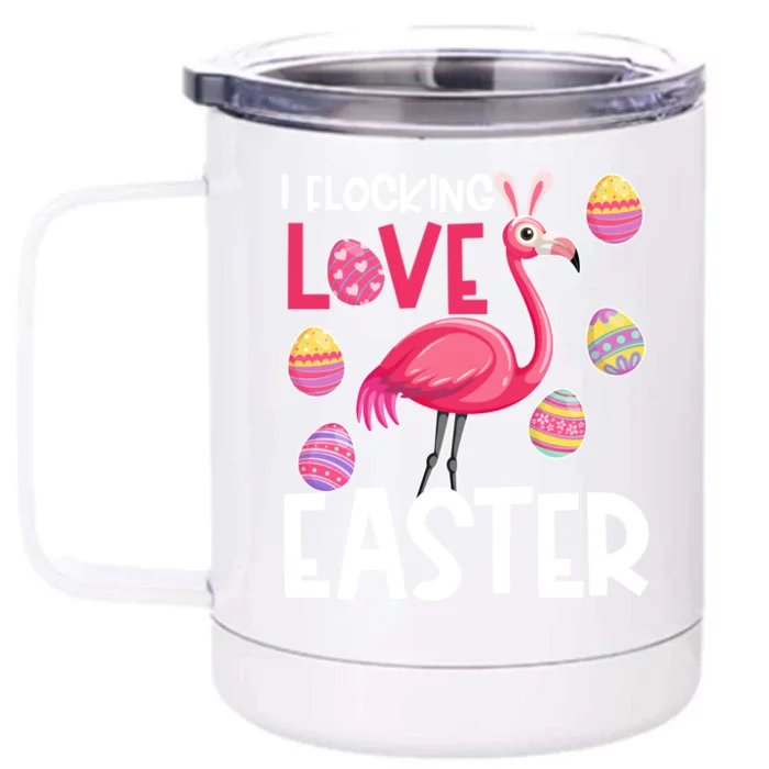 Easter Flamingo Flocking Love Cute Funny Meaningful Gift Front & Back 12oz Stainless Steel Tumbler Cup