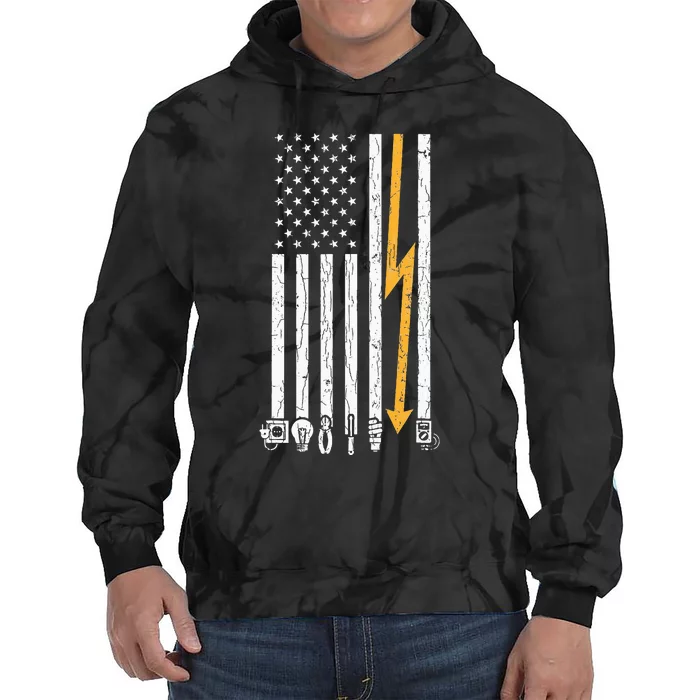 Electricians Flag Funny Electric Graphic Tie Dye Hoodie