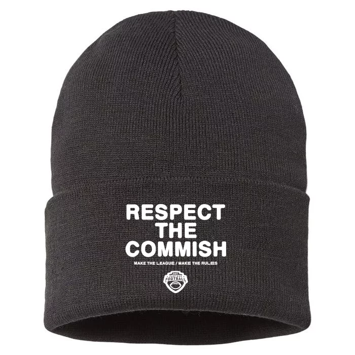 ESPN Fantasy Football Respect The Commish Emblem Logo V2 Sustainable Knit Beanie