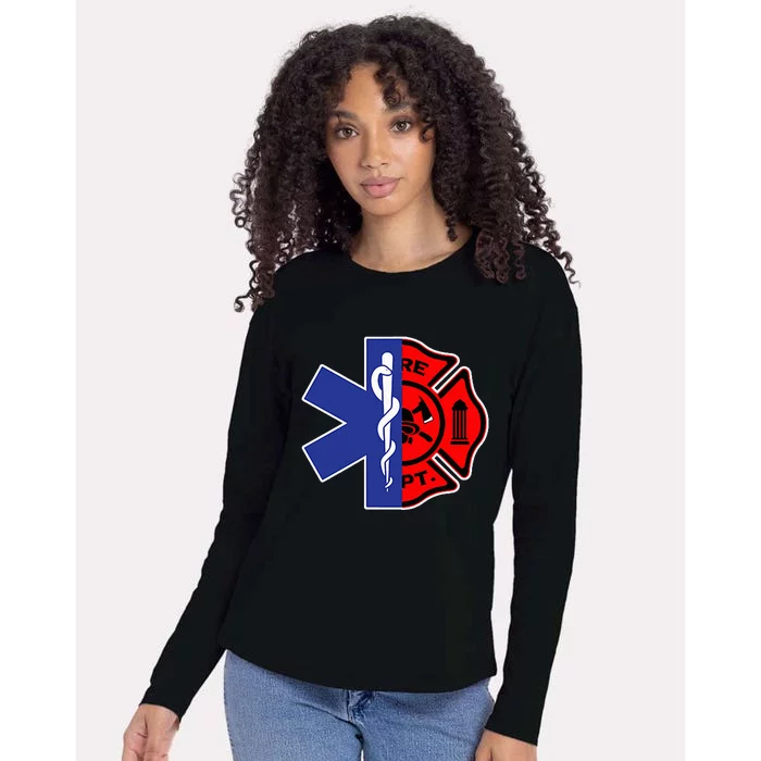 EMT Firefighter Firefighter Two Sided EMS Gift Womens Cotton Relaxed Long Sleeve T-Shirt