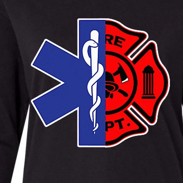 EMT Firefighter Firefighter Two Sided EMS Gift Womens Cotton Relaxed Long Sleeve T-Shirt