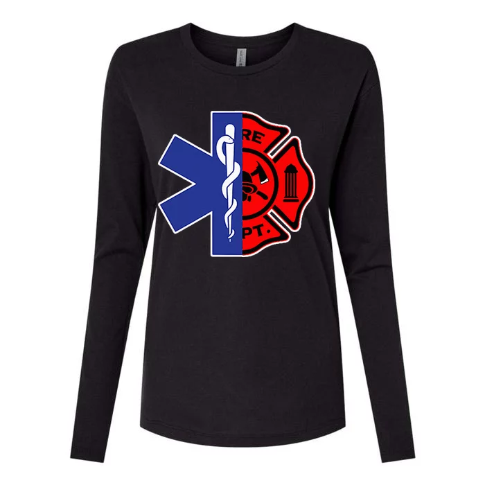 EMT Firefighter Firefighter Two Sided EMS Gift Womens Cotton Relaxed Long Sleeve T-Shirt