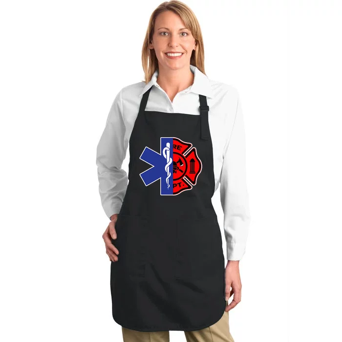 EMT Firefighter Firefighter Two Sided EMS Gift Full-Length Apron With Pocket