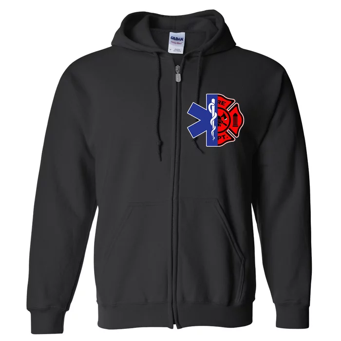 EMT Firefighter Firefighter Two Sided EMS Gift Full Zip Hoodie