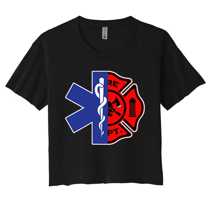 EMT Firefighter Firefighter Two Sided EMS Gift Women's Crop Top Tee