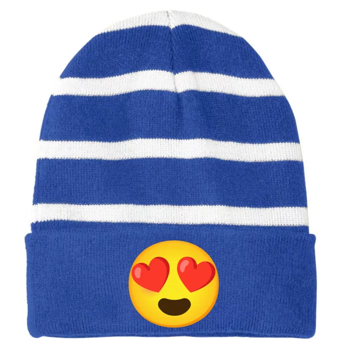 Emoticon Face grin hearts Striped Beanie with Solid Band