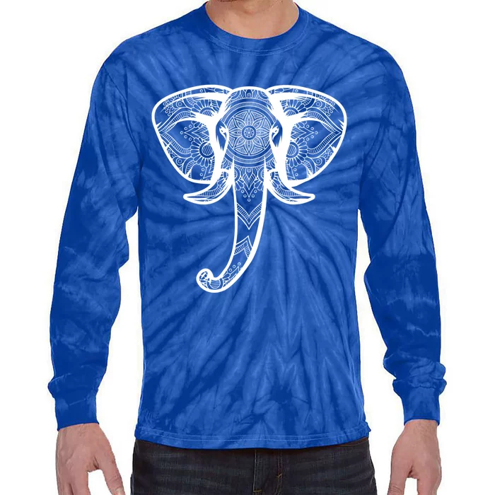 Elephant Floral Graphic Tee Yoga Lover Elephant Lovers Gift Meaningful Gift Tie-Dye Long Sleeve Shirt