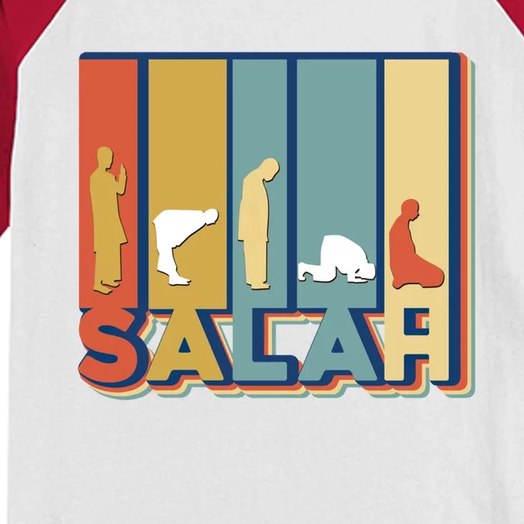 Eid Funny Gift Muslim Teen Salah Islamic Prayer Funny Gift Kids Colorblock Raglan Jersey