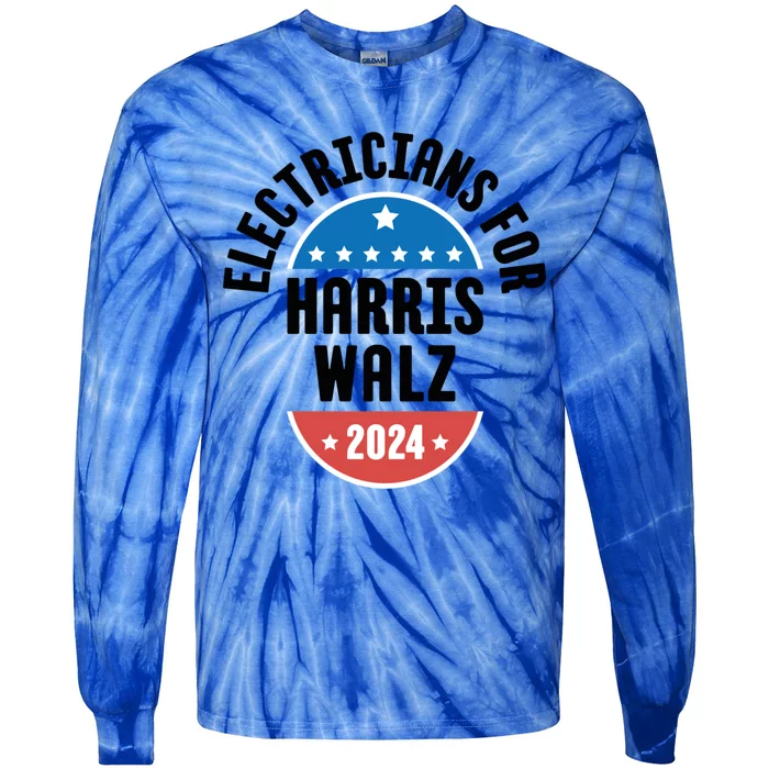 Electricians For Harris Walz 2024 Gift Tie-Dye Long Sleeve Shirt