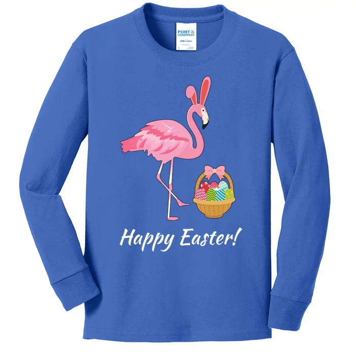 Easter Flamingo Happy Easter Eggs Gift Kids Long Sleeve Shirt