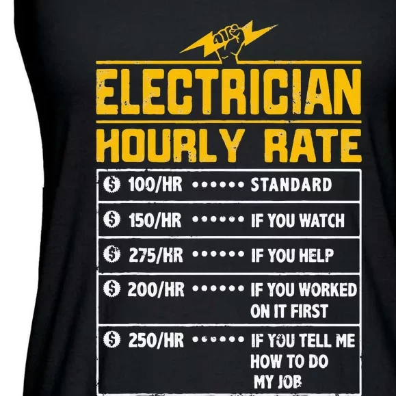 Electrician funny hourly rate gift for Electrician Dad Ladies Essential Flowy Tank