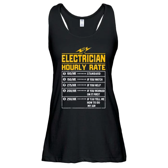 Electrician funny hourly rate gift for Electrician Dad Ladies Essential Flowy Tank