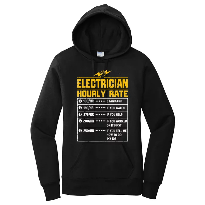 Electrician funny hourly rate gift for Electrician Dad Women's Pullover Hoodie