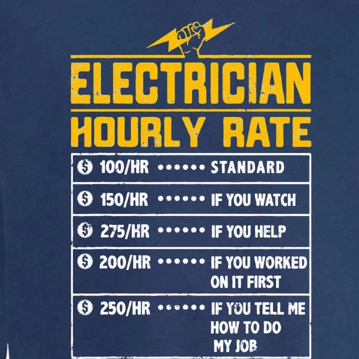 Electrician funny hourly rate gift for Electrician Dad Garment-Dyed Sweatshirt