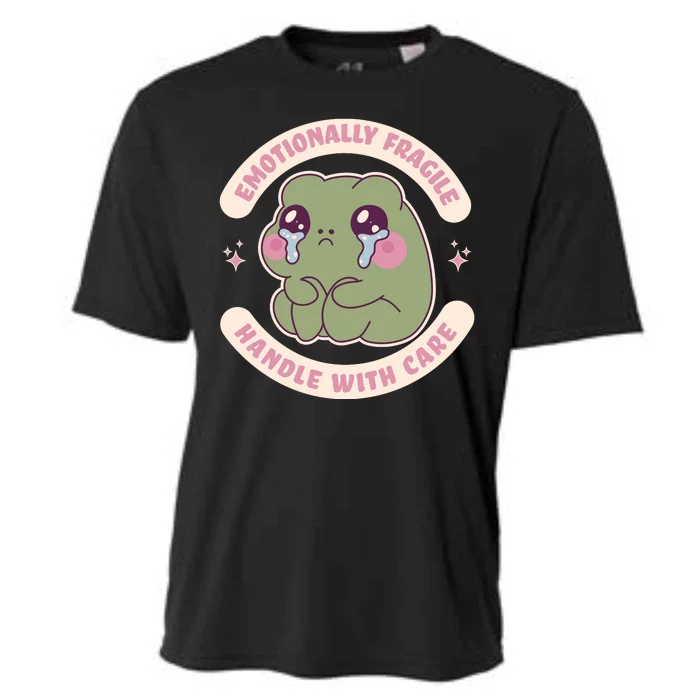 Emotionally Fragile Handle With Care Cute Crying Frog Cooling Performance Crew T-Shirt