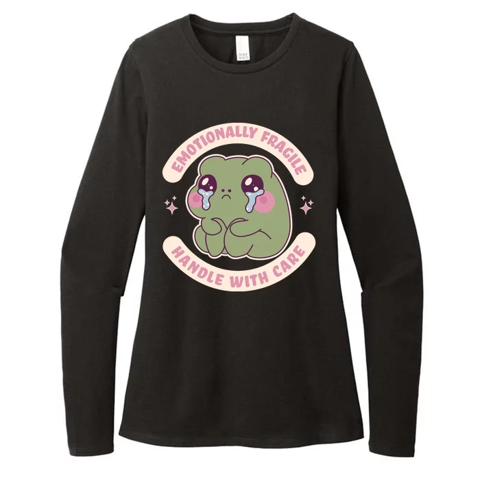 Emotionally Fragile Handle With Care Cute Crying Frog Womens CVC Long Sleeve Shirt