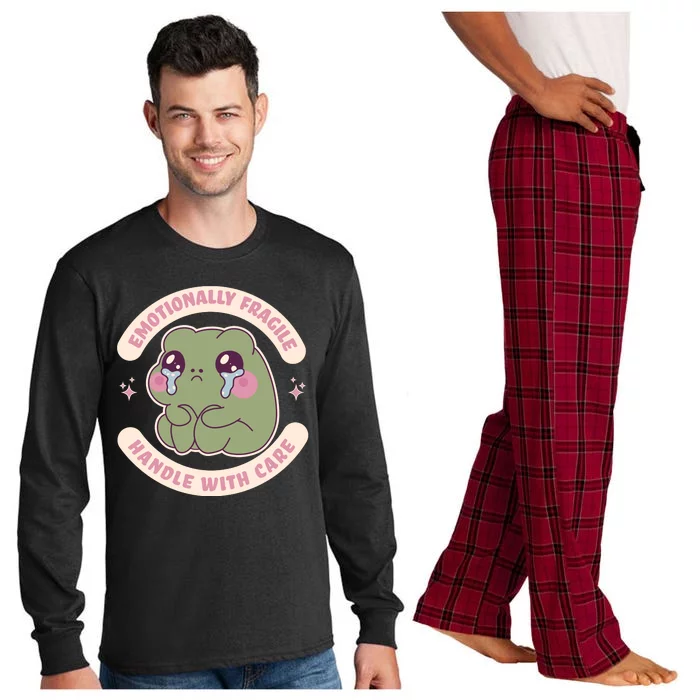 Emotionally Fragile Handle With Care Cute Crying Frog Long Sleeve Pajama Set