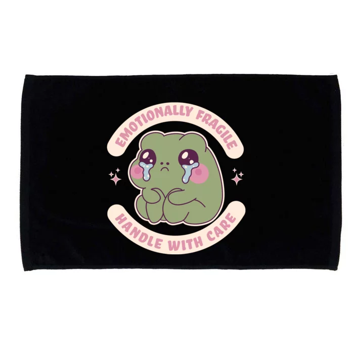 Emotionally Fragile Handle With Care Cute Crying Frog Microfiber Hand Towel