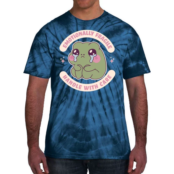 Emotionally Fragile Handle With Care Cute Crying Frog Tie-Dye T-Shirt