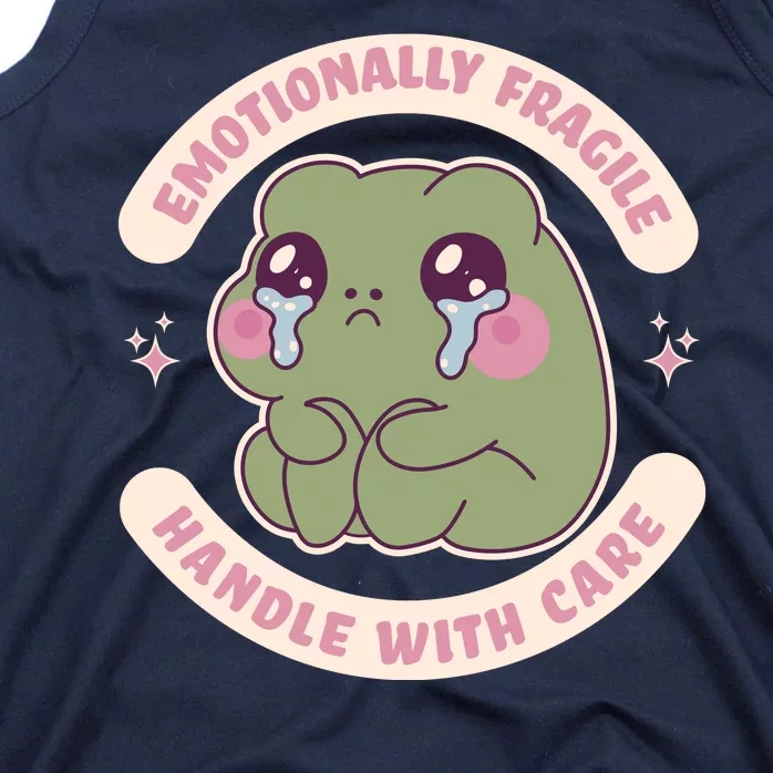 Emotionally Fragile Handle With Care Cute Crying Frog Tank Top