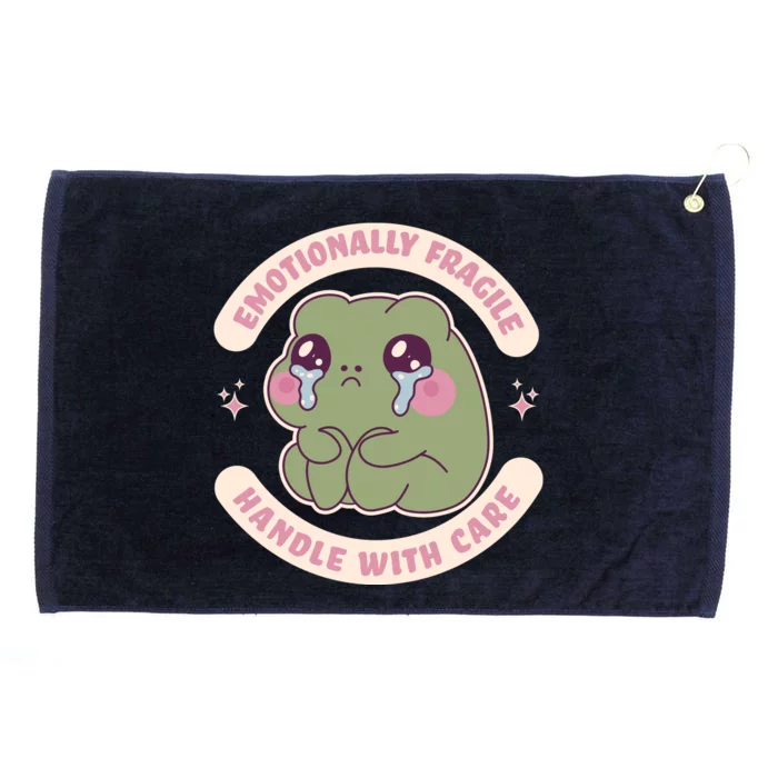 Emotionally Fragile Handle With Care Cute Crying Frog Grommeted Golf Towel