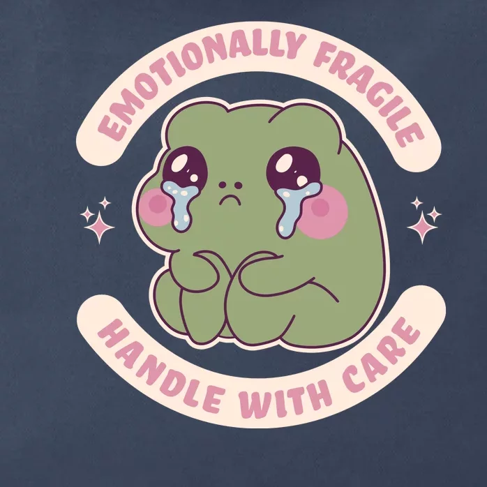 Emotionally Fragile Handle With Care Cute Crying Frog Zip Tote Bag