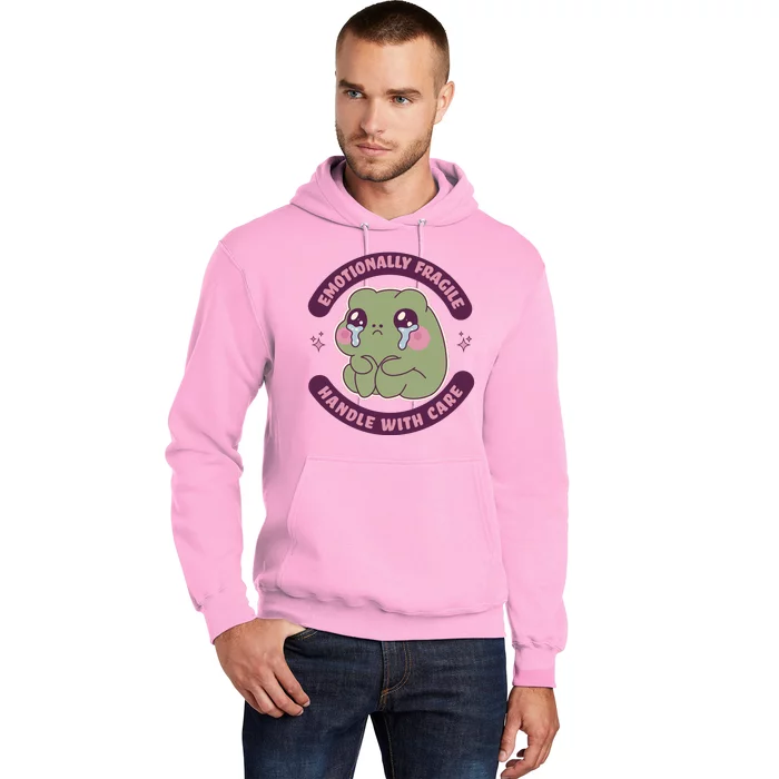 Emotionally Fragile Handle With Care Cute Crying Frog Hoodie